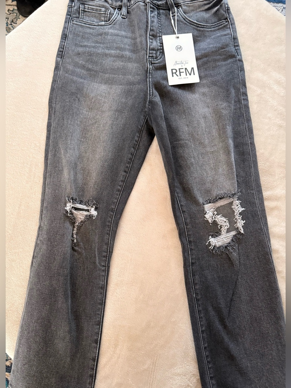 Women's Distressed Gray Denim Jeans